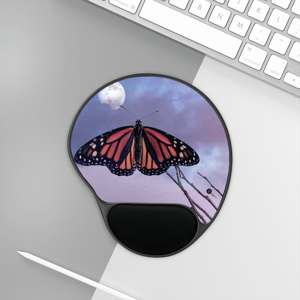 Monarch Love - Moon Butterfly - Mouse Pad With Wrist Rest