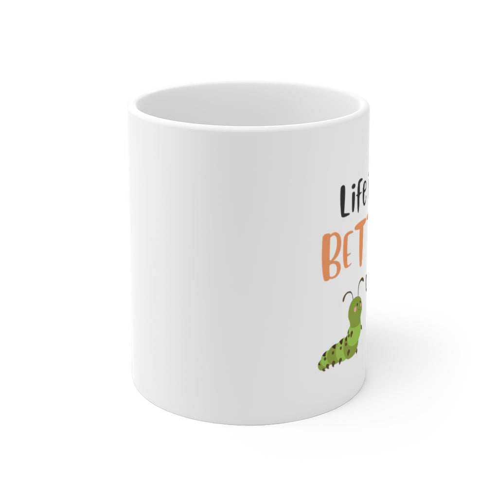 Monarch Love - Life is Better with a Cat - White Ceramic Mug