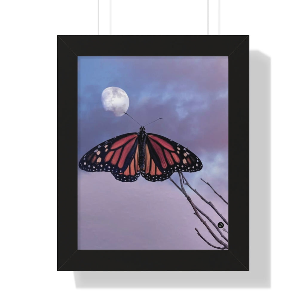 Monarch Love - Butterfly and the Moon - Framed Vertical Poster