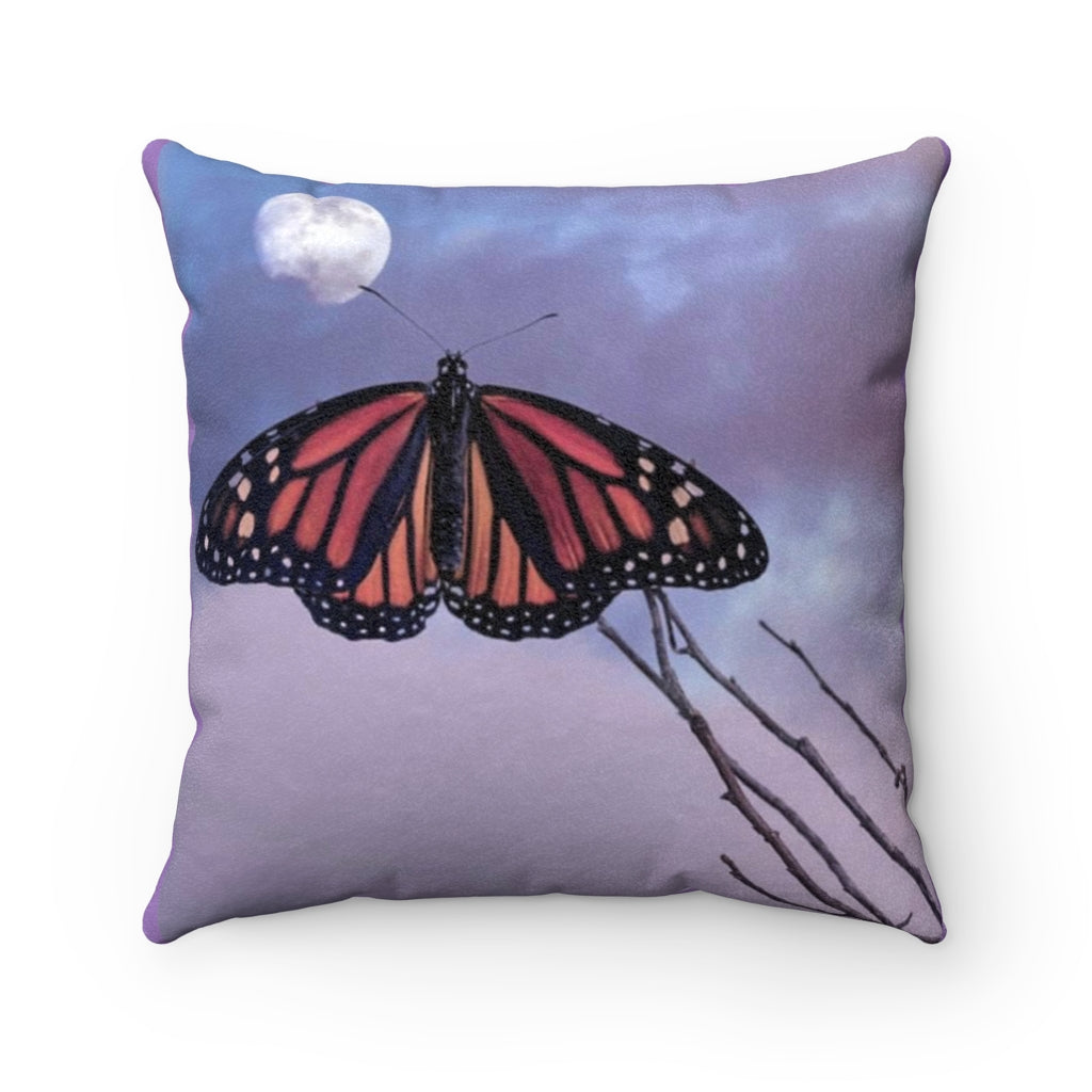 Monarch Love - Butterfly and the Moon - Faux Suede Square Pillow Case