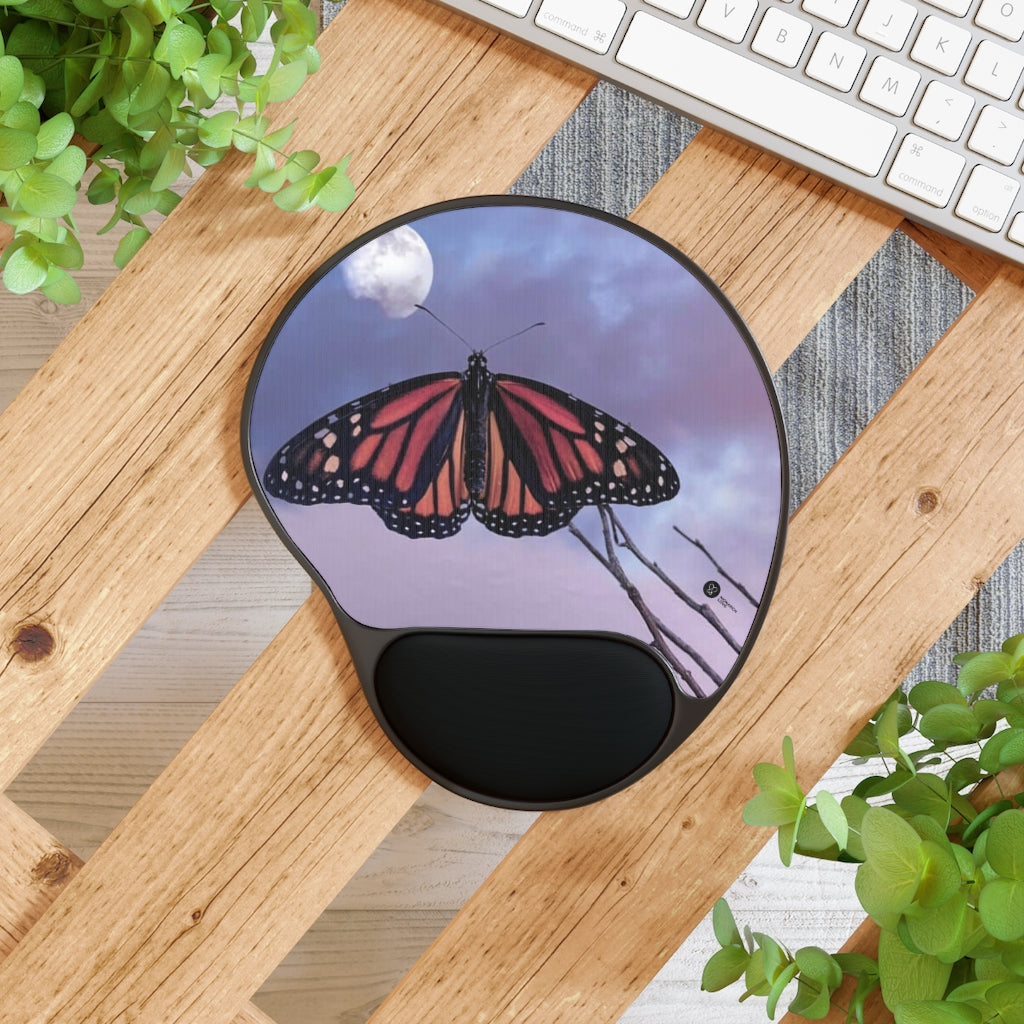 Monarch Love - Moon Butterfly - Mouse Pad With Wrist Rest