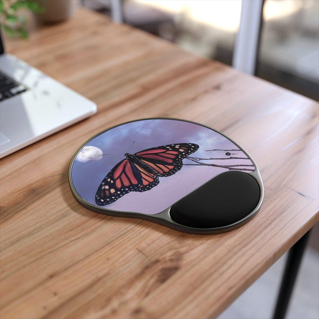 Monarch Love - Moon Butterfly - Mouse Pad With Wrist Rest