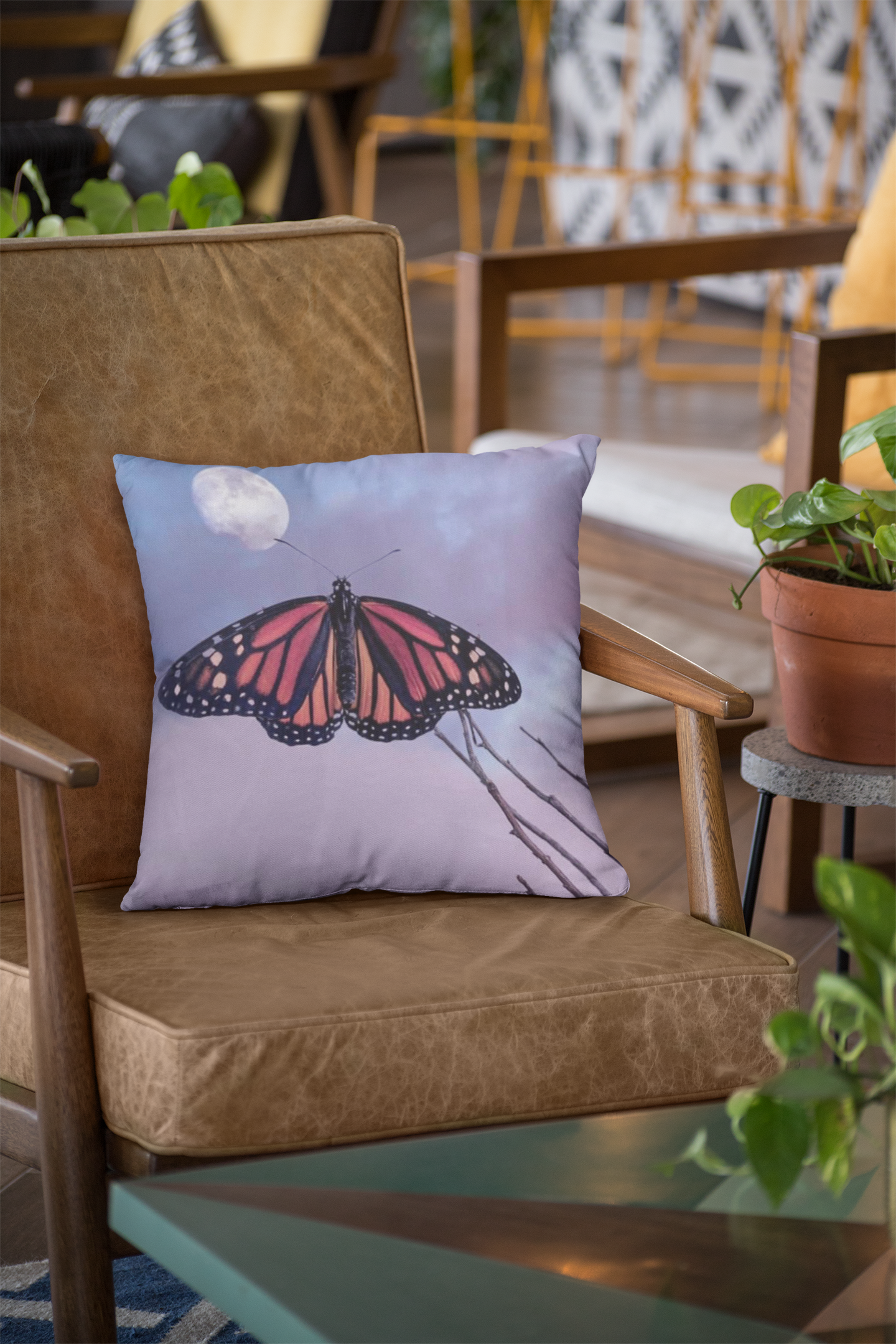 Monarch Love - Butterfly and the Moon - Faux Suede Square Pillow Case