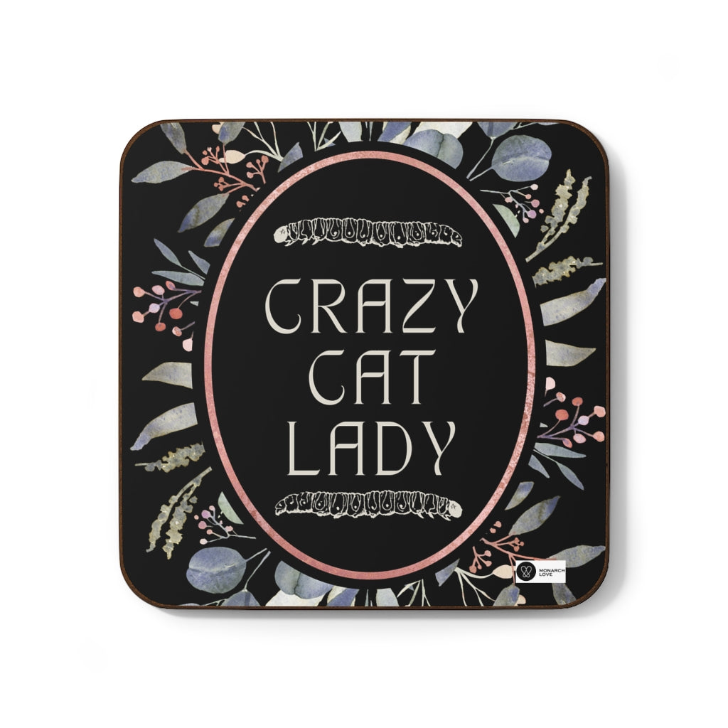 Monarch Love - Crazy Cat Lady - Hardboard Back Coaster