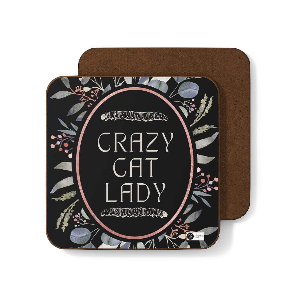 Monarch Love - Crazy Cat Lady - Hardboard Back Coaster