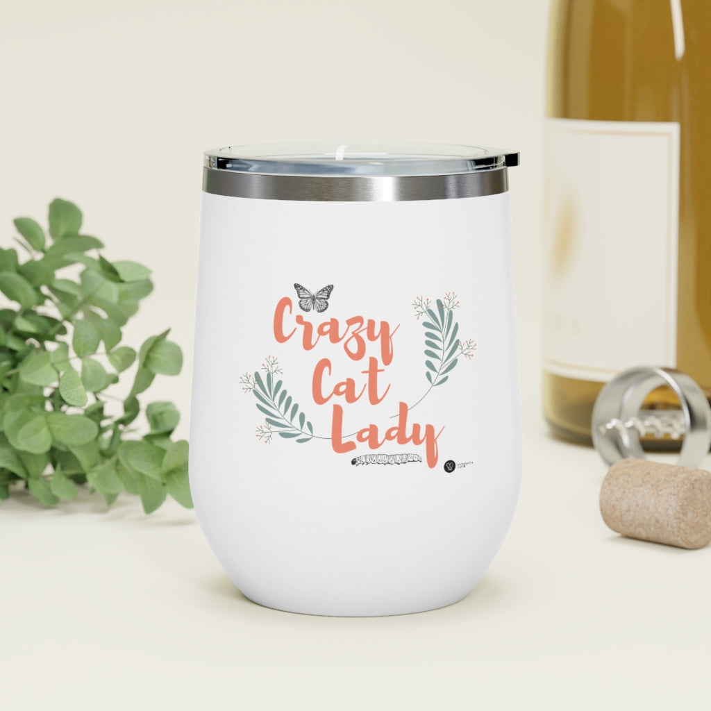 Monarch Love - Crazy Cat Lady -12oz Insulated Wine Tumbler